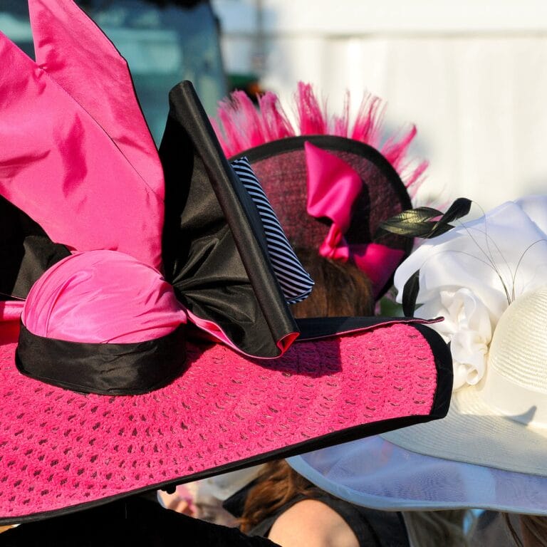 Close up of women's derby hats